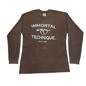 Vintage 90s Immortal Technique Guerrilla Republik Thermal long sleeve Rap RARE